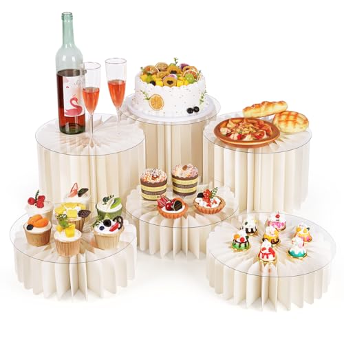 Image of Flenpptly 6 Pcs Buffet Risers, Food Risers for Buffet Table, White Food Display Risers for Party Buffet Risers and Stands for Show Catering Desserts, Food, Jewelry (6 Pcs)