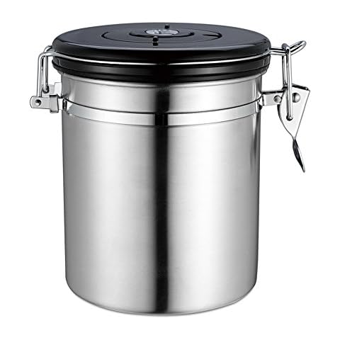 NHsunray Coffee Container Coffee Vault Stainless Steel Airtight Freshness Protected Premium Quality Vacuum Sealed Storage Canister Cover