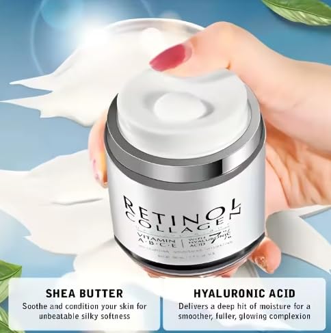 Collagen, Serum, Retinol Anti-Aging Face Cream, Moisturizing with Hyaluronic Acid, Vitamins A B C E, Moisturizing Day and Night Treatment, All Skin Types, Paraben Free, 50mg - Image 5