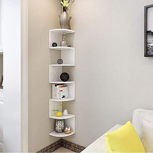 Étagère d'angle murale à 5 niveaux : la solution pour ranger les petits salons