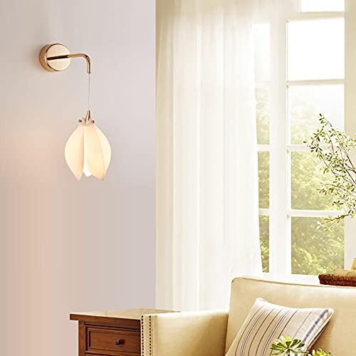 Applique murale céramique blanche pétales dorés luminaire chic 12x50cm