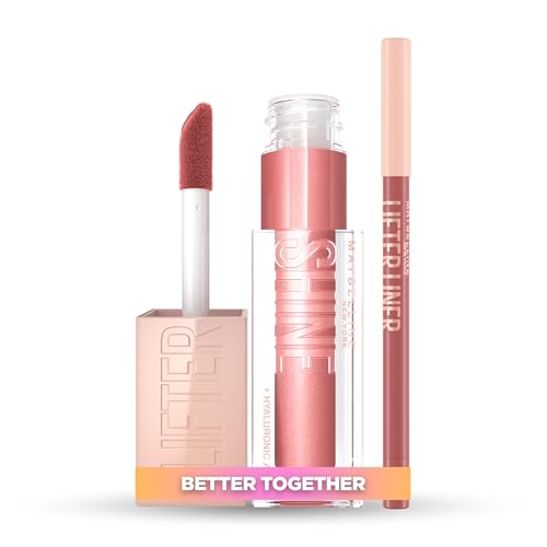 Pack Maybelline New York Brillo de Labios Lifter Gloss, con Ácido Hialurónico, Tono 03 Moon + Delineador de labios, Tono 07 Big Lift