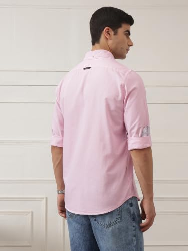 Image of Thomas Scott Men's Cricket Club Collection Classic Regular Fit Twill Shirt | 100% Cotton Long Sleeve Solid Shirt with Button Down Collar (Available in Plus Size)