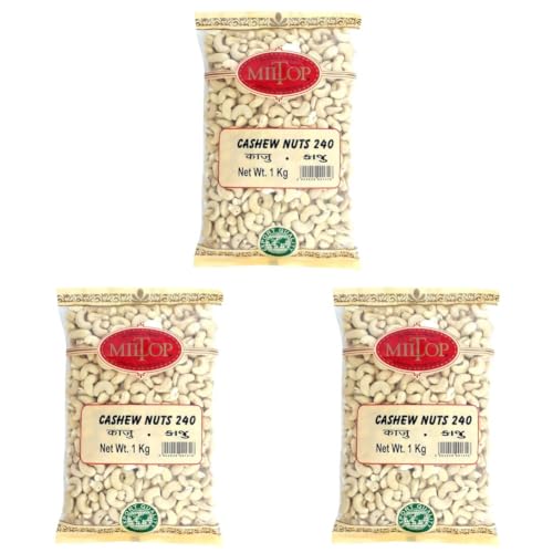 Image of Miltop Premium Big Size Cashew Nuts W240, 1 kg, Dry Fruits (Pack of 3)