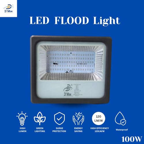 Image of D'Mak 100 Watt LED Flood Light Grey Body Down Chock Waterproof IP65 for Outdoor Purposes (5, Blue)