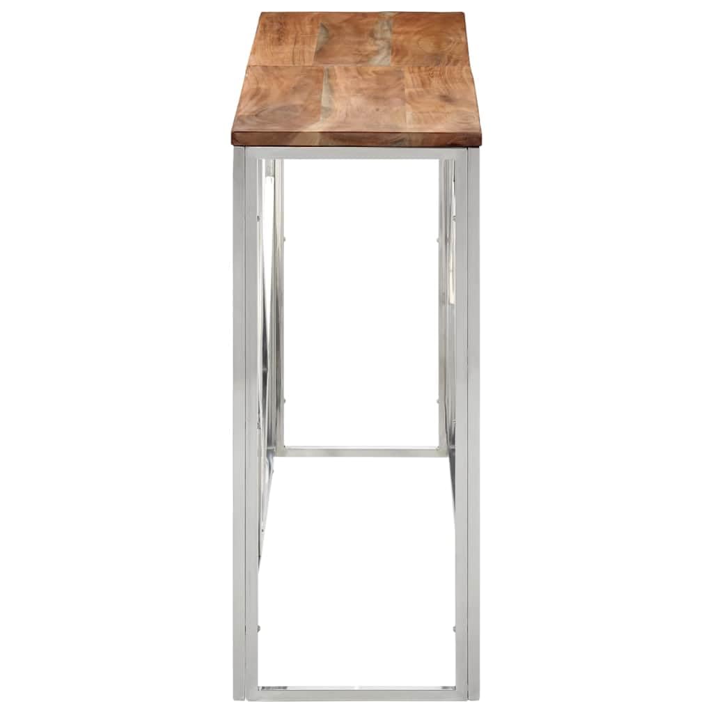 Tavolo consolle in acacia e acciaio inox, moderno, 110 x 30 x 70