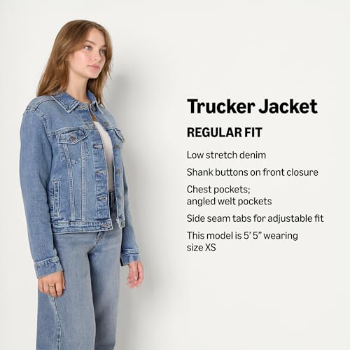 Image of Amazon Essentials Women's Regular-Fit Denim Trucker Jacket