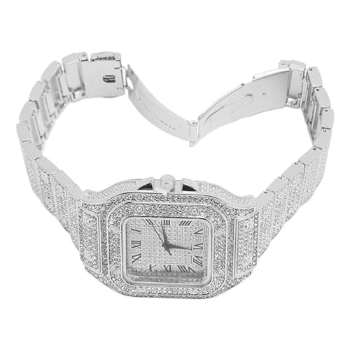 BROLEO Reloj de Cuarzo con Diamantes de Imitación, Reloj de Cuarzo para Mujer con Hora Eléctrica Precisa, Aleación Cuadrada Brillante para la Vida Diaria (Silver) BROLEO Reloj de Cuarzo con Diamantes de Imitación, Reloj de Cuarzo para Mujer con Hora Eléctrica Precisa, Aleación Cuadrada Brillante para la Vida Diaria (Silver)