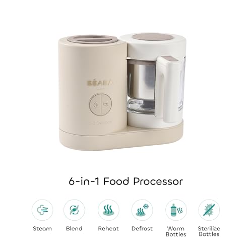 Image of Beaba Babycook Neo 6-in-1 Baby Food Processor, Blender, Steamer, Cooker & Sterilizer, Portable Baby Food Maker and Warmer (Clay)