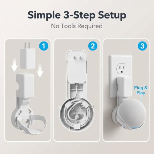 Image of ZORBES Wall Adapter Holder for Echo Dot 4th Gen /Echo Dot 5th Gen Smart Speaker. Echo Dot Accessories Built-in Plug Cable Management with Stand for Echo Dot Speakers, Smart Speaker Stand(Holder Only)