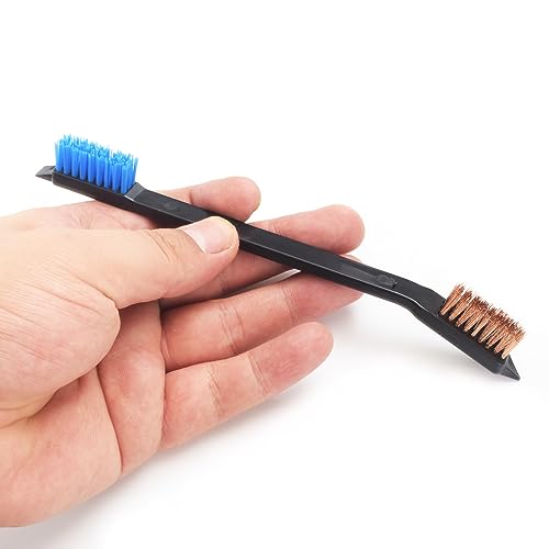 Image of 15 Pcs Double-Ended Gun Cleaning Brushes Brass Phosphorous Copper Steel Nylon Plastic Bristle (Phosphorous Copper & Blue Nylon Brushes)