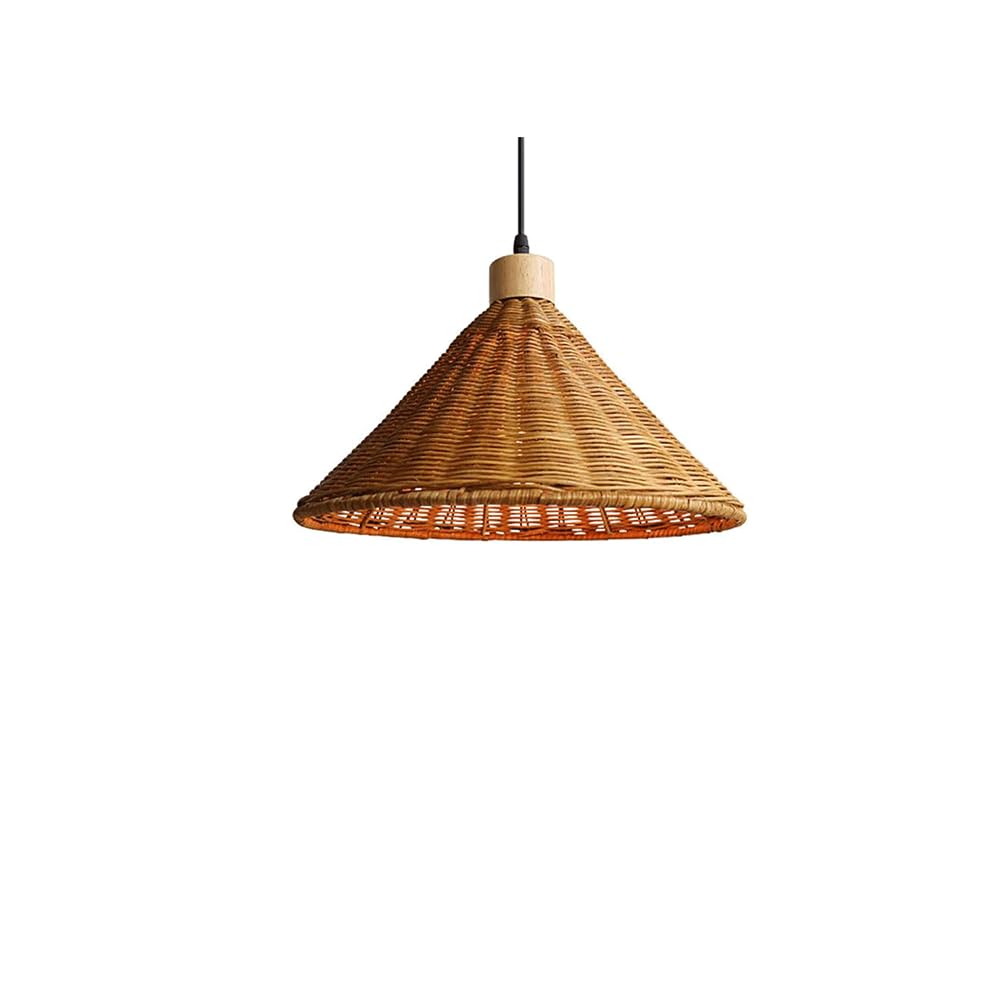 LYMSXAZOU 13in Woven Boho Coastal Pendant Lights Rattan Basket Lampshade Hanging Ceiling Light Fixture, for Living Room, Dining Bedroom, Entryway Décor Modern Chandeliers