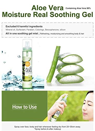 Soltreebundle 2Pcs Aloe Vera Moisture Real Soothing Gel Mist 125Ml With Soltreebundle Oil Blotting Paper 50Pcs #TOP2