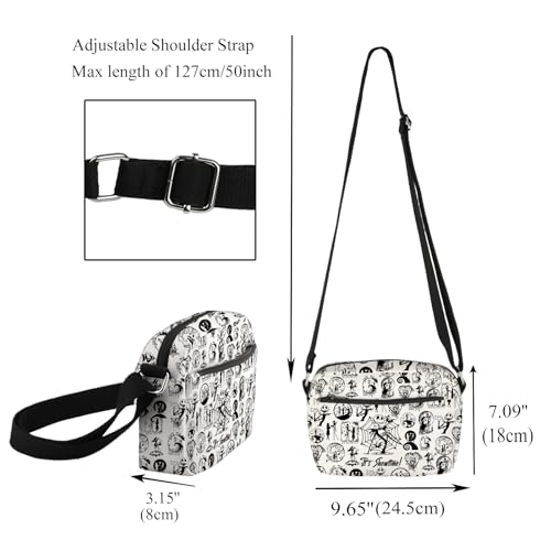 CMNIM Jack and Sally Crossbody Bag Nightmare Skull Inspired Gifts for Horror Movie Fans Skull Shoulder Bag2