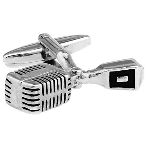 Gemelos de micrófono de plata vieja el regalo ideal para locutores y músicos