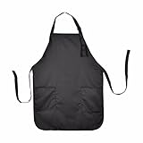 Apron Bib Commercial Restaurant Home Bib Spun Poly Cotton Kitchen Aprons (2 Pockets) (1, Black)