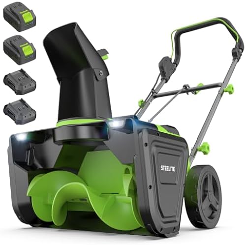 STEELITE 40V(2X20V) Cordless Snow Blower, 20-Inch Snow Thrower 850 lbs/Minute Capacity, Includes 2 x 4.0Ah Batteries & Chargers, Ideal for Walkways and Driveways, Brushless Motor
