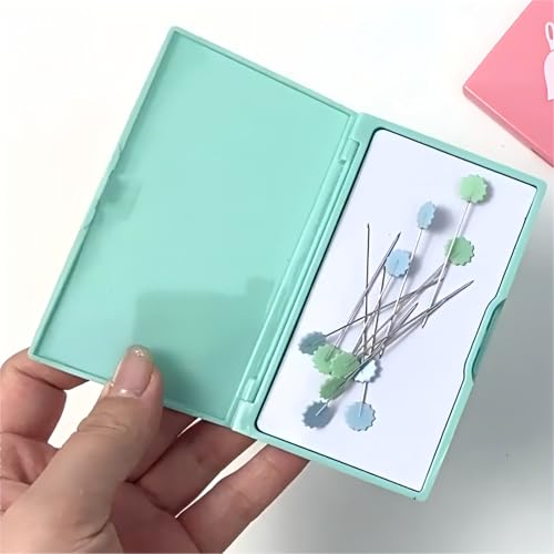 Image of Magnetic Needle Storage Case, Portable Knitting Pin Holder, Magnetic Manual DIY Sewing Stitching Pin Organizer Box (Light Green)
