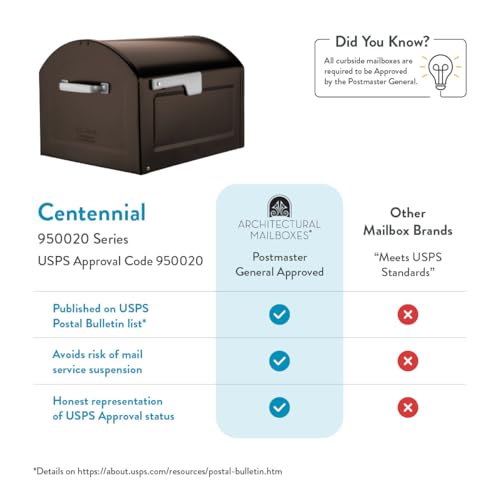Image of Architectural Mailboxes 950020RZ Centennial Post Mount Mailbox, XL, Rubbed Bronze | Galvanized steel build for outside with rust-resistant powder-coat finish and a magnetic door closure. USPS approved.