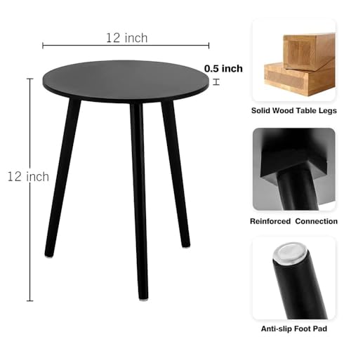 Image of JAL HANDICRAFTS Wooden Three Legs Round Coffee Table and Side Table with Pillars for Plant Holder Natural Plants, Books, and Magazines in Compact Spaces (White Wash)
