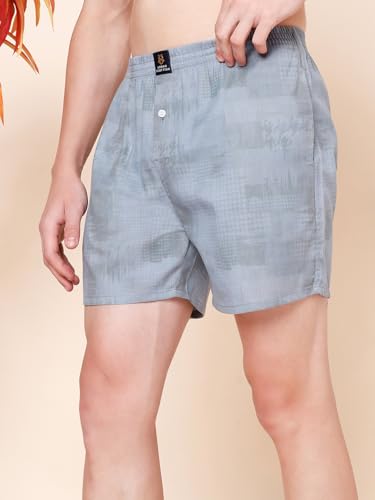 Image of Urban Scottish Men's Pack of 2 Cotton Printed Boxers with Side Pockets