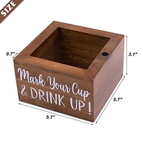 Zingoetrie Natural Solo Cup Holder, Wooden Party Cup Organizer Storage Party Cup Dispenser Cup Mark Your Cup And Drink Up For Bathroom Kitchen Bar Counter Rustic Farmhouse Home Party Decor #TOP2