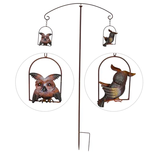 DEMAGNNIE Metal Owls Seesaw Balancer Garden Deorative Stake 45", Yard