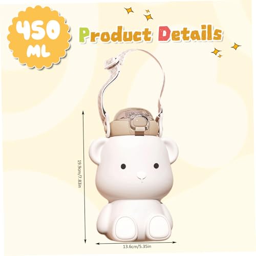 Bouteille d'eau isotherme 450ml inox paille gourde ours enfants filles