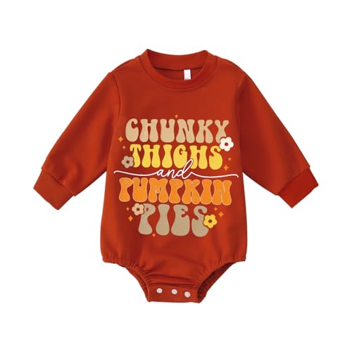 Image of GLIGLITTR Infant Girls Homemade Rolls Bubble Romper Thanksgiving Day Toddler Crewneck Sweatshirt Onesie Baby Bodysuit Outfit