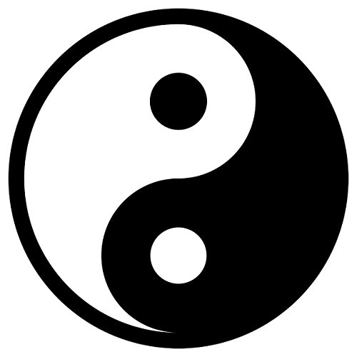 Yin-Yang - Toppa termoadesiva per yoga, con simbolo cinese, 8 cm, colore: nero