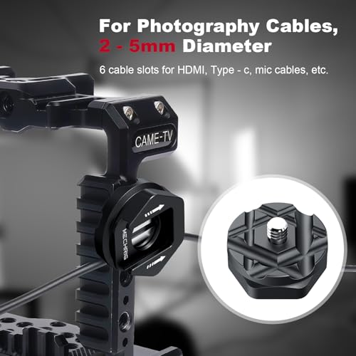 Abrazadera de cable para jaula de cámara con tornillo de 1/4 para cables de micrófono y luces LED 3