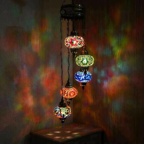 Suspension marocaine faite à la main ENVA lustre multicolore plafonnier bohème