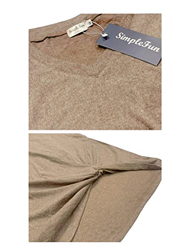 Image of SimpleFun Womens Tops Long Sleeve Shirts V Neck Loose Twist Knot Fall Tunic
