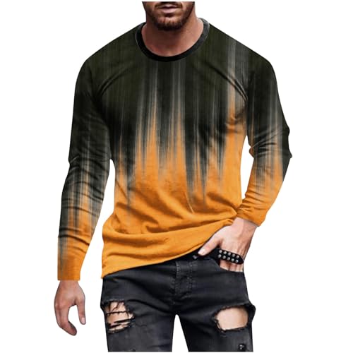 Mens Crewneck Sweatshirts Vintage Print Long Sleeve Causal Fashion Graphic Tee Shirts Outdoor Sport Pullover Tops