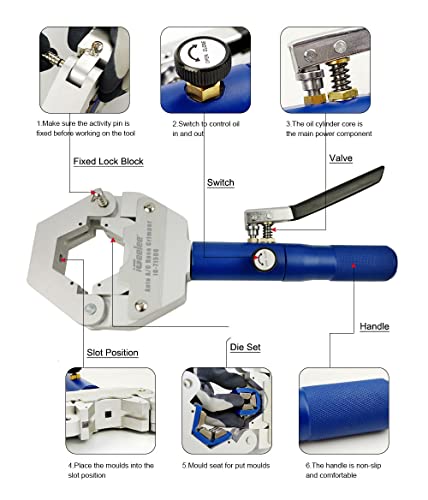 Igeelee Hydraulic Hose Crimper Ac Crimping Tool For Barbed And Beaded Hose Fittings, Air Conditioning Repaire Ac Hose Crimper With 7 Die Set（Ig-71500) #TOP2