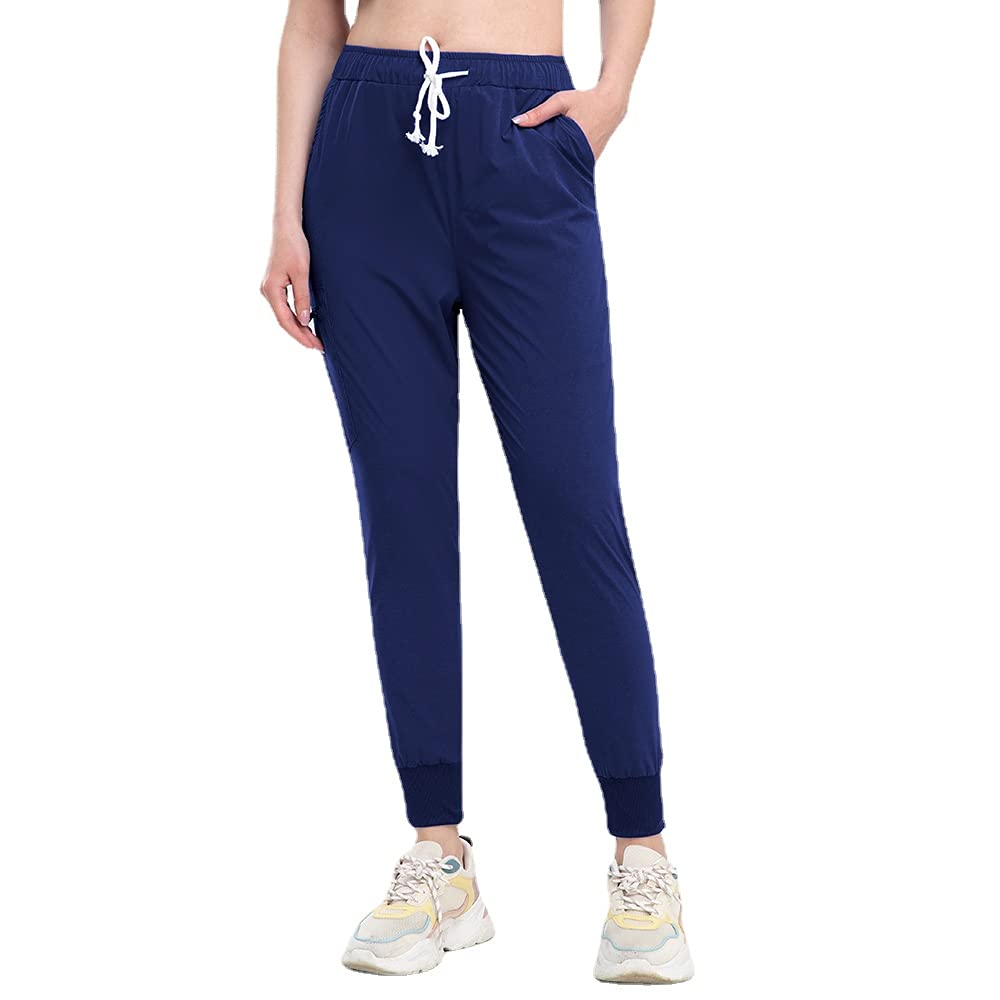 Jogging Pant Unisex Hospital Doctor Scrub Nurse Elastic Waist Trousers Bottoms Pet Grooming Nursing Work Health Service Navy Blue