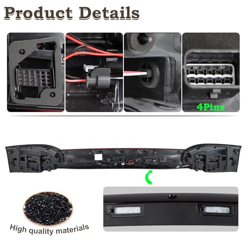KAMDKI 4 Pins Rear Center Liftgate Trunk Tail Light Assembly Fit for 2021 2022 2023 2024 2025 Chrysler Pacifica Liftgate Center LED Rear Lamp Without Surround View Camera 68645936AA 68316759AA by KAMDKI - Used condition - Image 3