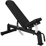 GORILLA SPORTS® Hantelbank - 7-Fach Rückenlehne und 3-Fach Sitz Verstellbar, 148 x 56 x 44,5-123 cm, Multifunktion, aus Stahl, Schwarz - Trainingsbank, Schrägbank, Negativbank, Flachbank, Fitnessbank