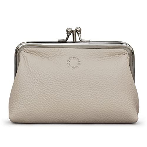 Genuine Leather Triple Frame Aubrey Purse by Yoshi (Warm Grey) - Image 4
