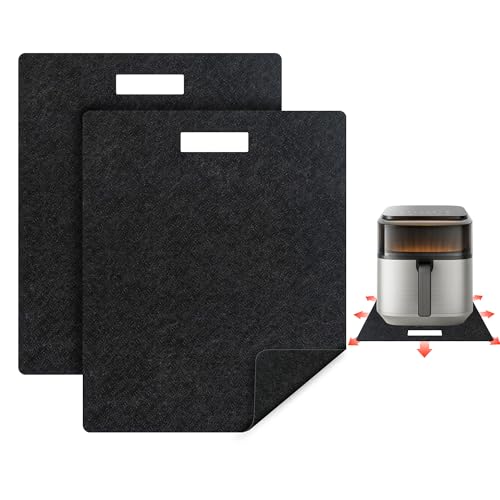 Image of 2 Pcs Heat Resistant Mat for Air Fryer, 12" x 14" Countertop Heat-resistant Protector Mat With Sliding Function, 360° Rotating Air Fryer Mat for Most Air fryer, Oven, Microwave, Stand Mixer