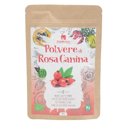 Erbavoglio Polvere di Rosa Canina Bio - 100 g - Alimento biologico - Ricca di vitamina C, ideale per rafforzare il sistema immunitario e migliorare la salute della pelle.