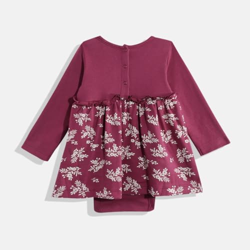 Image of Mothercare Baby Romper Short Sleeve Girls Jumpsuit Autumn Charm Pink | Soft breathable pink jumpsuit with snap closures and Autumn Charm print for everyday playwear