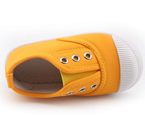 Dadawen Boy's Girl's Candy Color Canvas Slip-On Lightweight Sneakers Cute Casual Running Shoes Yellow Us Size 11 M Little Kid #TOP6