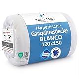 Kinderbettdecke 120 x 150 Blanco, Kuschelige Ganzjahresdecke mit Feuchtigkeitsmanagement, Atmungsaktive Duo-Hohlfaser Füllung, Ideale Hygiene für Kinder & Babys, Perfekte Ganzjahres-Bettdecke 120x150