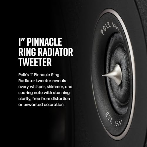 Image of Polk Audio Reserve Series R400 Large Center Channel Loudspeaker,1 inch Pinnacle Ring Tweeter, Dual 6.5 inch Turbine Cone Woofers, Hi-Res, Dolby Atmos,IMAX, For Home Theater Sound System, Wall Mountable, Black