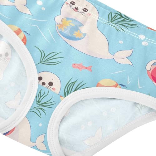 Wusikd Seal Colorful Girls' Underwear Cotton Ball Girls Briefs Soft Toddler Underwear 2T4
