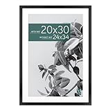 MCS Studio Gallery 24x34 Matted Poster Frame with 20x30 Picture Display, Black Woodgrain Vertical & Horizontal Wall Hanging Large Picture Frame for Photos, Posters & Art Prints (1-Pack)