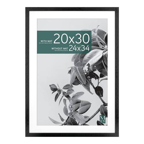 MCS Studio Gallery 24x34 Matted Poster Frame with 20x30 Picture Display, Black Woodgrain Vertical & Horizontal Wall Hanging Large Picture Frame for Photos, Posters & Art Prints (1-Pack)