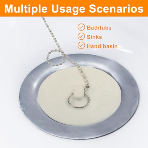 Tapón de caucho blanco para desagüe de bañera y lavabo miniatura 4