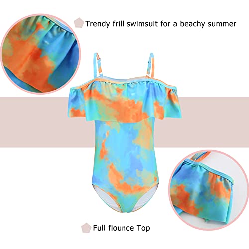 Image of Girls One Piece Swimsuits Off Shoulder Bathing Suit for Kids Hawaiian Swimwear 3-16 Years